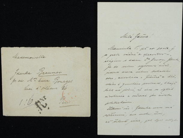 Ukázka z pozůstalosti malířky Zdenky Braunerové. Dopis Zdence Braunerové od bratra Vladimíra Braunera, psán česky, Praha, datovaný 6. 6. 1913