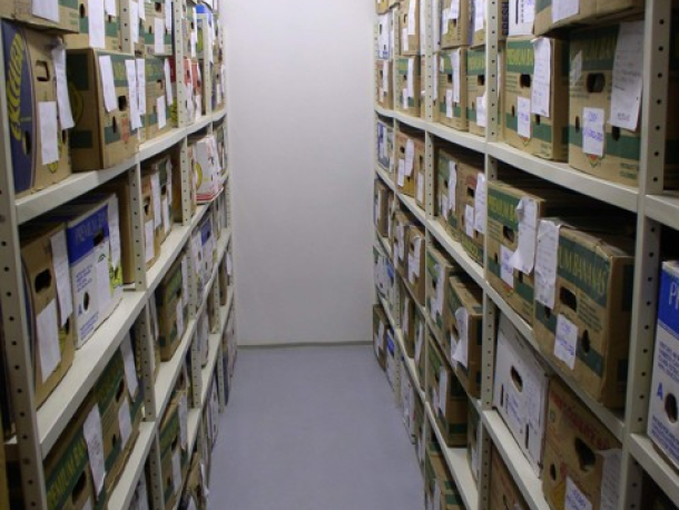 Pohled do archeologického depozitáře v Libčicích nad Vltavou.