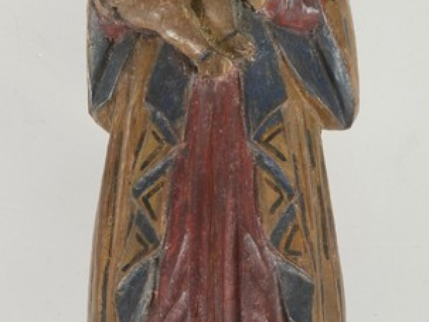Vambeřická Madona, polychromovaná dřevořezba, Kladsko (?), polovina 19. století, v. 16 cm.