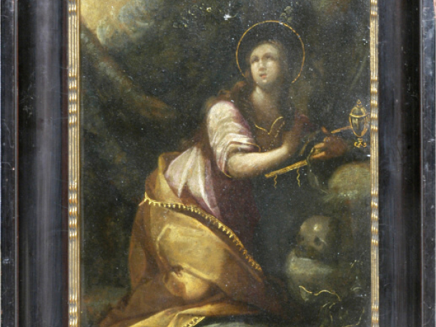 Kající se Maří Magdaléna, olej na mědi, počátek 17. století, Sprangerův okruh, 23,8 x 18 cm.