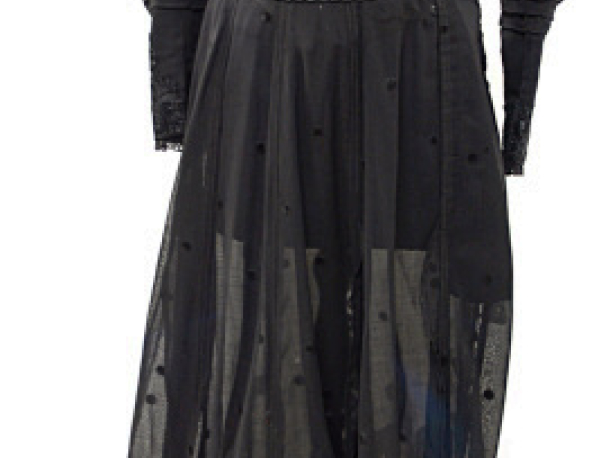 Dámské společenské šaty, mušelín, krajka, výšivka, Evropa, kolem 1905.