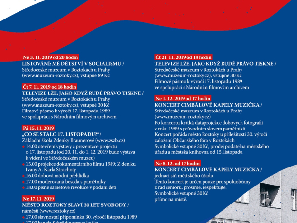 Slavíme 30 let svobody | vzpomínkové akce k 30. výročí sametové revoluce