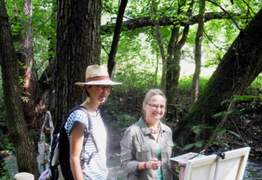 Malířský plenér (Adéla Karger – vlevo s jednou z účastnic)